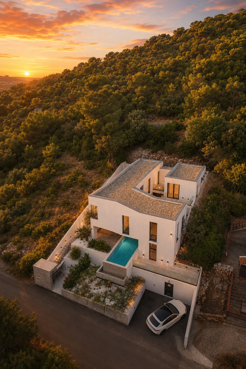 Platinum Villa aerial evening