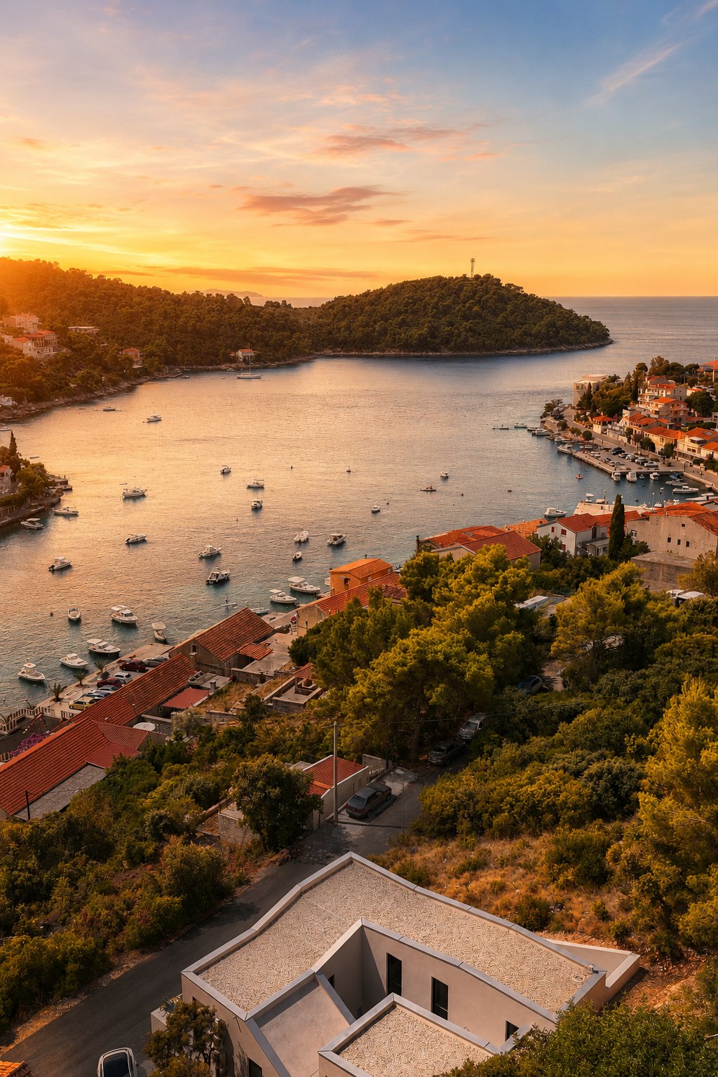 Brna Bay, Korčula Island at sunset