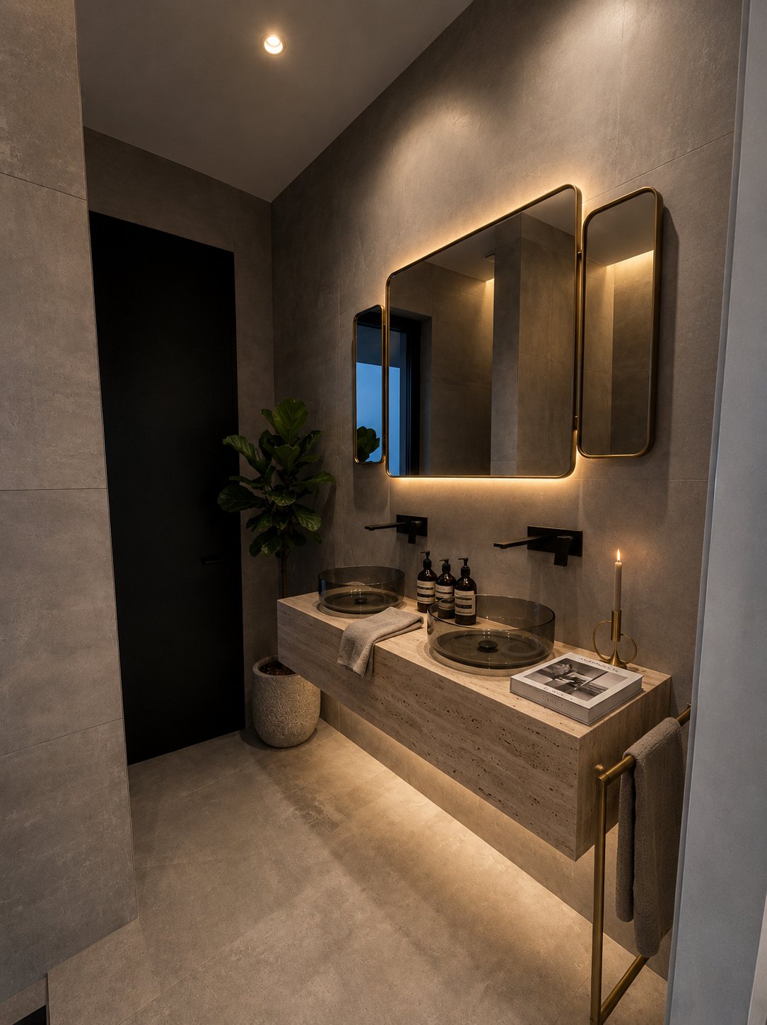 Platinum Villa bathroom travertine