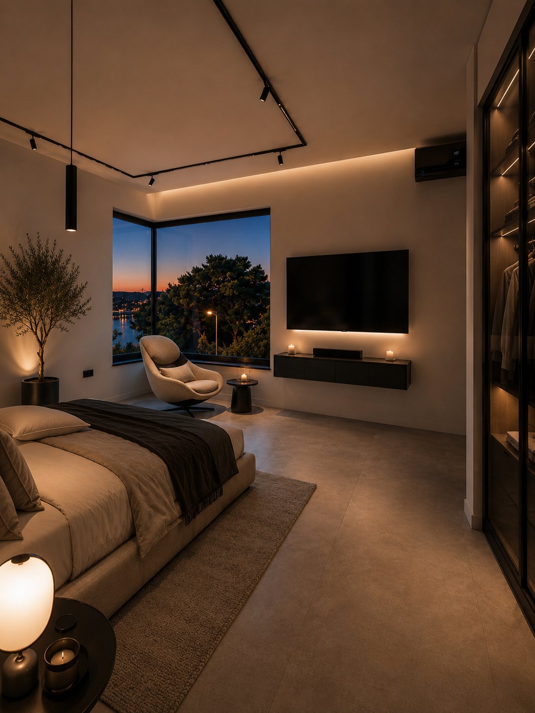 Platinum Villa bedroom with sunset view
